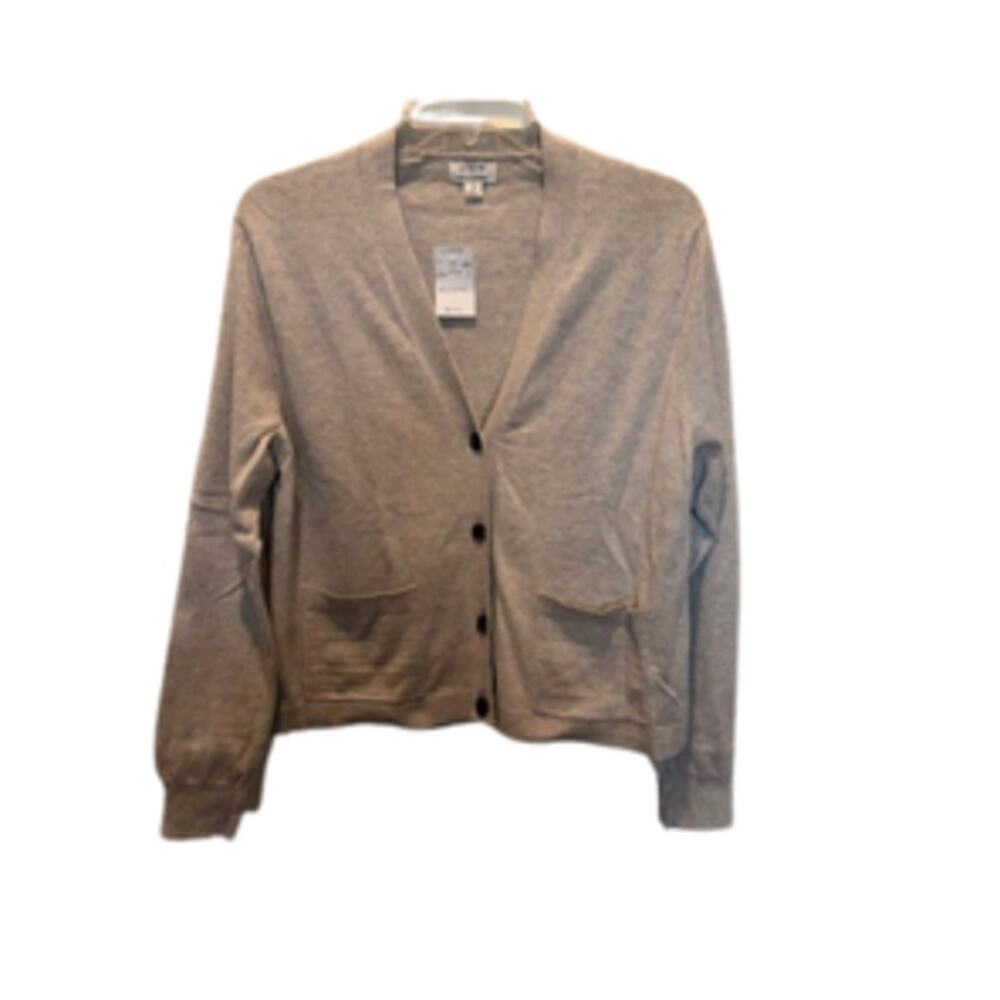 J. Crew Cardigan Soft Cotton Cashmere Blend Button Front Two Pockets Gray S NWT - Picture 2 of 7